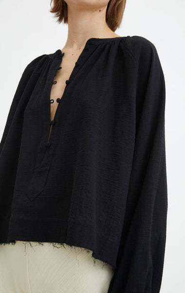 RODEBJER (LN) Casuarina cheesecloth cotton blouse - Black! 14