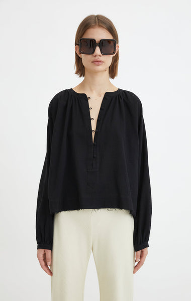 RODEBJER (LN) Casuarina cheesecloth cotton blouse - Black! 14