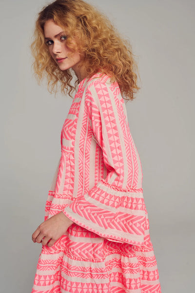 DEVOTION TWINS - Ella short dress - Neon pink/white! 12