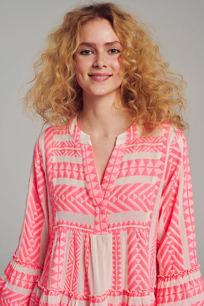 DEVOTION TWINS - Ella short dress - Neon pink/white! 12