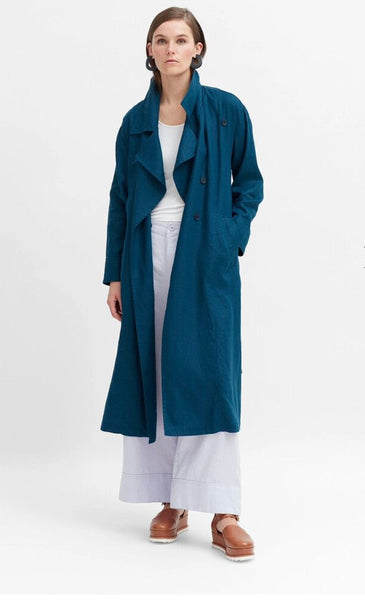 ELK (LN) Anneli french linen trench coat - Teal! 12-14