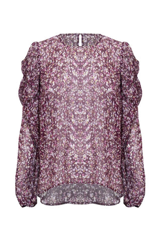 DECJUBA - Puff sleeve purple floral print top! 14