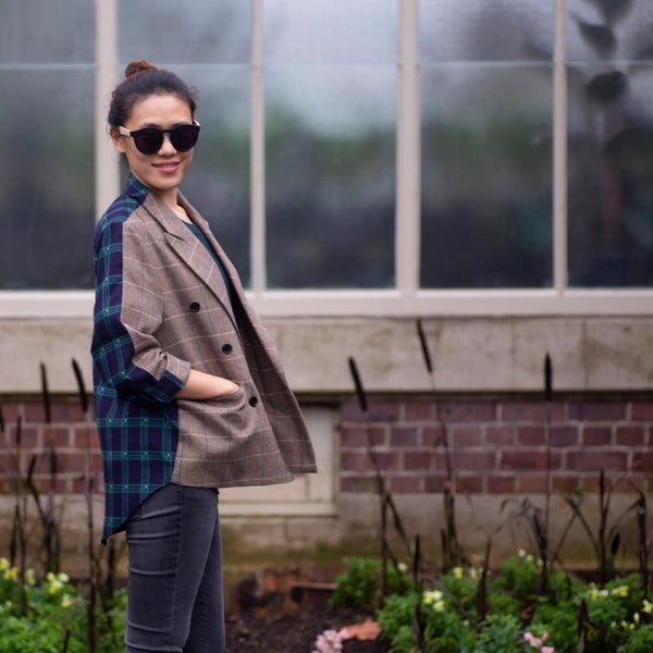 BLACKLIST - Wool blend tweed + check jacket! 14-16