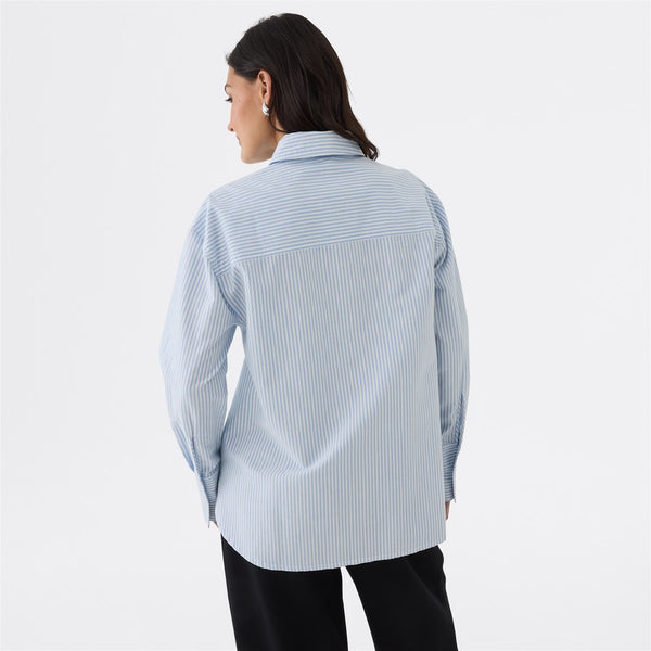 & ME - Oxford stripe shirt - Light blue! 12-14