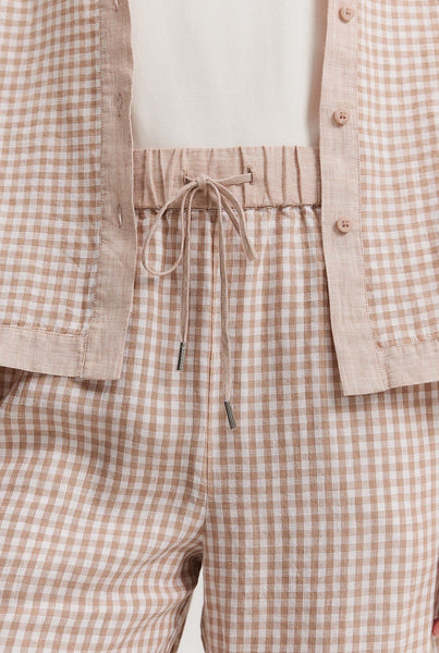 COUNTRY ROAD (LN) Linen check pull on pant! 6-8