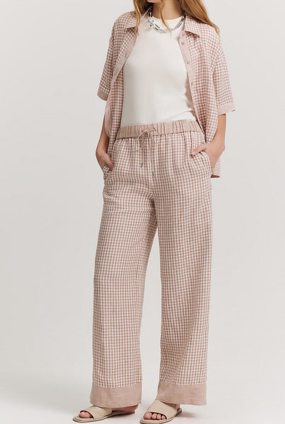 COUNTRY ROAD (LN) Linen check pull on pant! 6-8