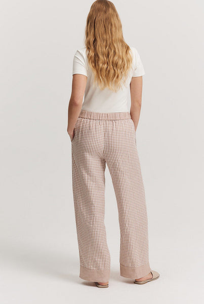 COUNTRY ROAD (LN) Linen check pull on pant! 6-8