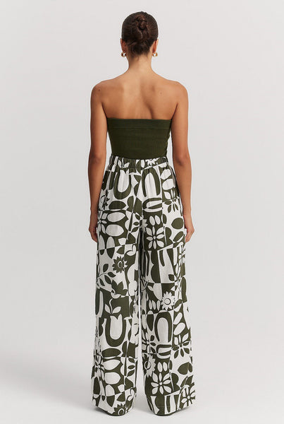 COUNTRY ROAD (LN) Olive print linen wide leg pant! 8