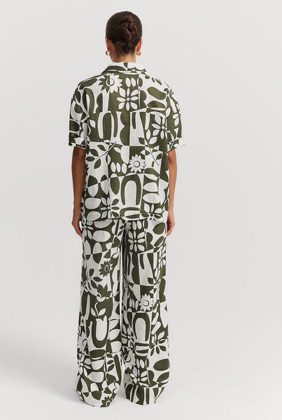 COUNTRY ROAD (LN) Organic linen print s/s shirt! 10-12