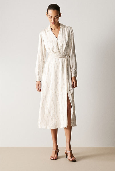TRENERY (LN) Satin chain print wrap dress! 12