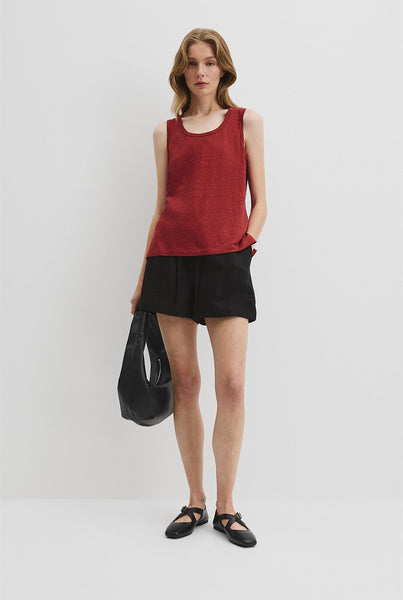 COUNTRY ROAD (LN) Scoop neck linen knit tank - Rust! 14