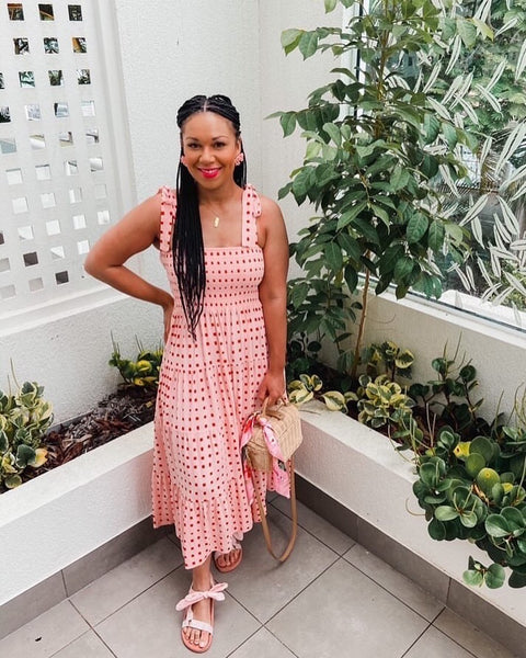 MISTER ZIMI - Savannah tie dress - Pink/red square! 12