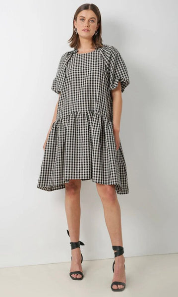 MOOCHI (NZ) Linen blend gingham Esteem dress! 12