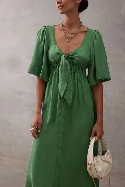SANCIA (LN) The Cerie cupro maxi dress - Bottle green! 12