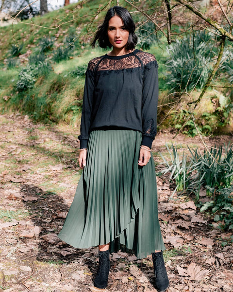 ET ALIA - Lace detail Donovan top - Bottle green! 16