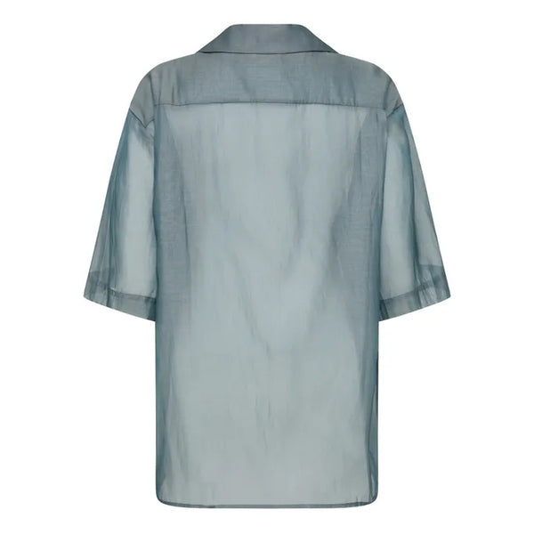 ST. AGNI - Relaxed cotton silk shirt - Blue grey! 12-14