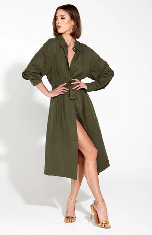FATE + BECKER (LN) Alter ego linen/lyocell duster shirt dress! 12