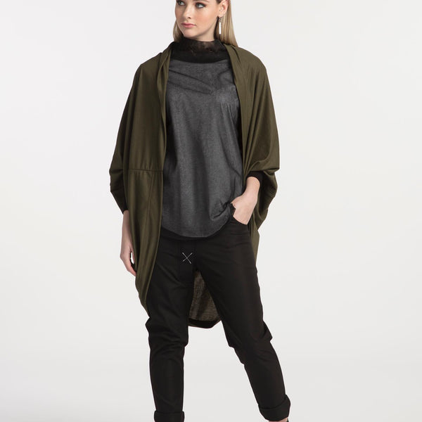 X.LAB (NZ) Blank canvas cocoon cardi - Olive! 10-14