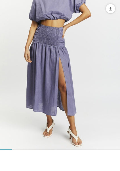 AERE (BN) Ruched linen midi skirt - Bluebell! 10