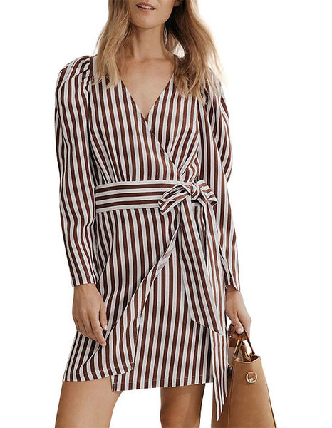 COUNTRY ROAD (LN) Linen brown stripe dress! 16