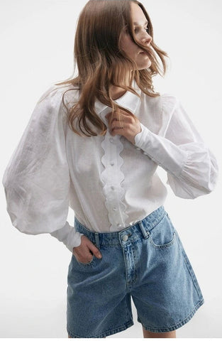 DECJUBA (BN) "Drea" trim detail linen shirt! 16