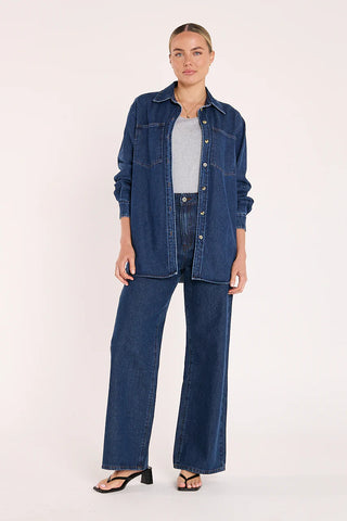 FEATHER + NOISE (LN) Denim violet shirt! 10-12