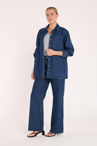 FEATHER + NOISE (LN) Denim violet shirt! 10-12