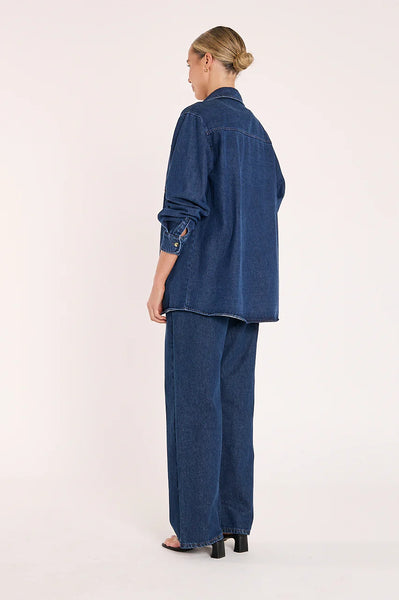 FEATHER + NOISE (LN) Denim violet shirt! 10-12