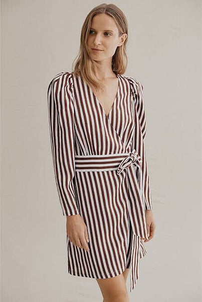 COUNTRY ROAD (LN) Linen brown stripe dress! 16
