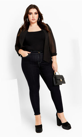 CITY CHIC - Drapey chiffon sleeve blazer! 24