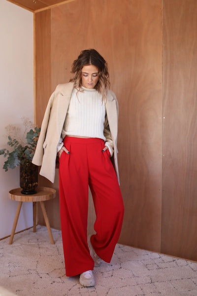 HEIDI FRANK (LN) Willow wide leg pant - Lipstick! 10-12