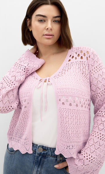 CITY CHIC (LN) Crochet wrap cardi - Blush! 16