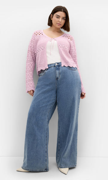 CITY CHIC (LN) Crochet wrap cardi - Blush! 16