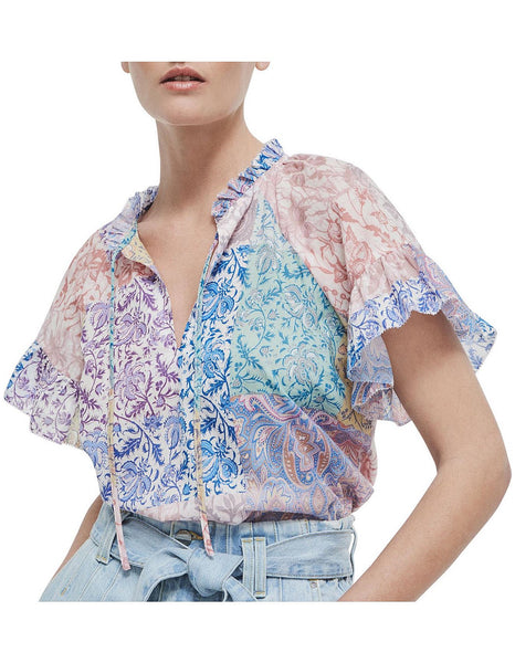 WITCHERY - Patchwork print flutter sleeve blouse! 12