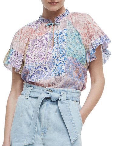 WITCHERY - Patchwork print flutter sleeve blouse! 12