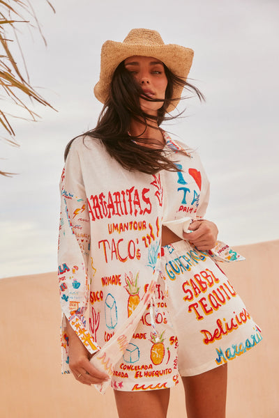 SABBI (LN) "Don Julio - Taco's" linen shirt! 16-20