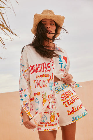 SABBI (LN) "Don Julio - Taco's" linen shirt! 16-20