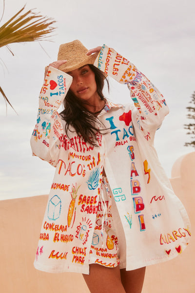 SABBI (LN) "Don Julio - Taco's" linen shirt! 16-20