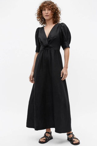 SEED (LN) Twist front French linen midi dress! 6-8