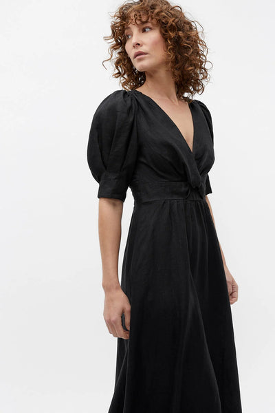 SEED (LN) Twist front French linen midi dress! 6-8