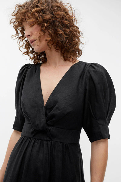 SEED (LN) Twist front French linen midi dress! 6-8