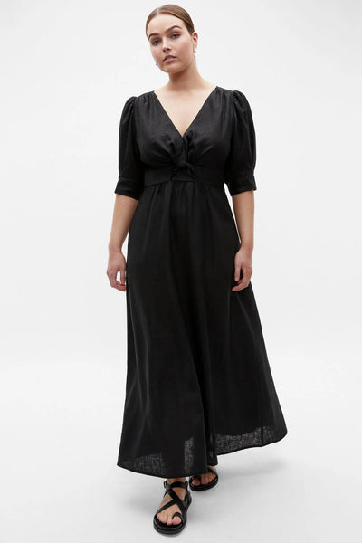 SEED (LN) Twist front French linen midi dress! 6-8