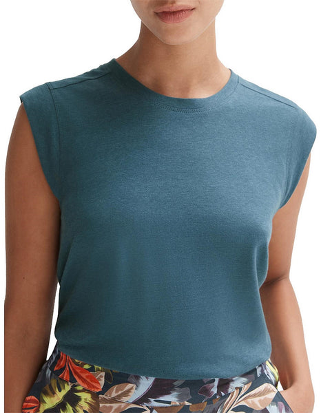 TRENERY (LN) Linen + cotton A line tank - Teal! 12