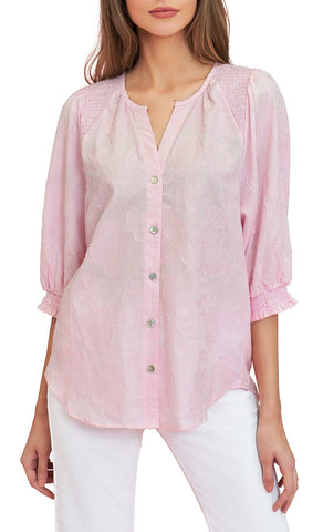 BLUE ILLUSION (LN) Jacquard smocked blouse! 12