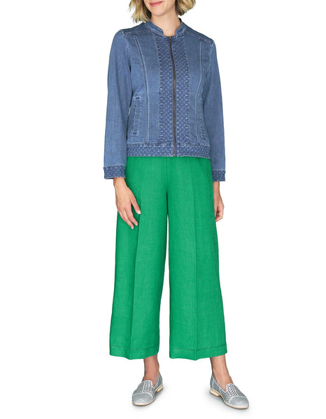 BLUE ILLUSION (LN) Quilted zip front denim jacket! 10