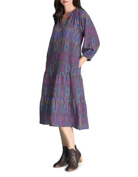 BLUE ILLUSION (LN) Linen blend colourful Joie dress! 14