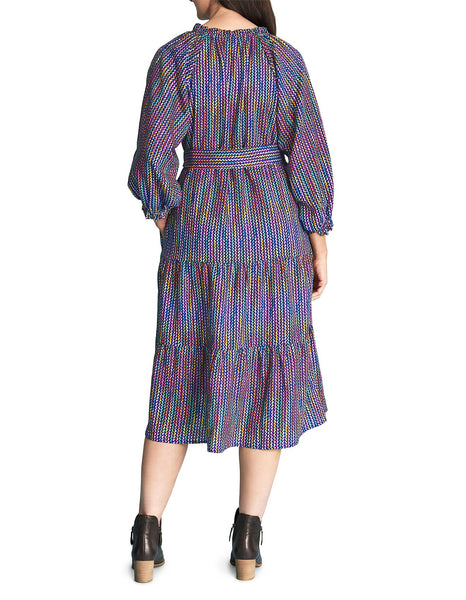 BLUE ILLUSION (LN) Linen blend colourful Joie dress! 14