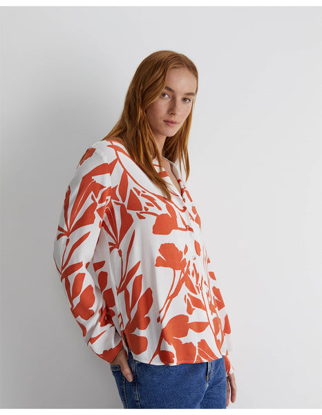 SPORTSCRAFT (LN) Orange floral print viscose blouse! 18