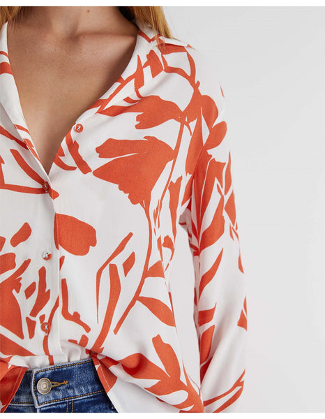 SPORTSCRAFT (LN) Orange floral print viscose blouse! 18