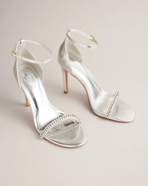 TED BAKER (LN) Embellished silver leather heels! 40